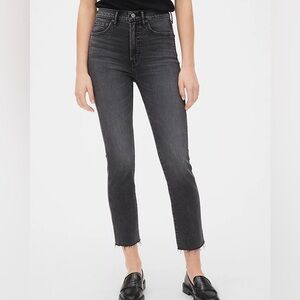 GAP Denim Cigarette Jeans Black Gray Wash Raw Hem Size 2/26R